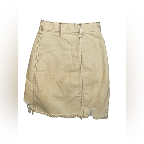 FREE PEOPLE PARKER WRAP DENIM GRUNGE MINI SKIRT BUTTER CREAM SZ 24 - Picture 5 of 14